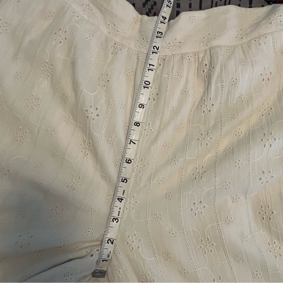 American Eagle Cream Lace Eyelet Smock Cropped Cotton Wide Leg Pant Cottagecore - Picture 14 of 15